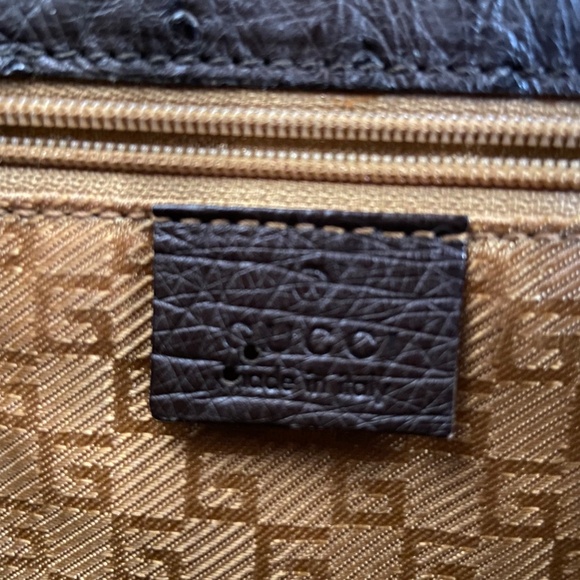 Authentic Gucci Ostrich Leather Bag w/ COA - Tiger Head - Chocolate Brown - Rare - Picture 10 of 13